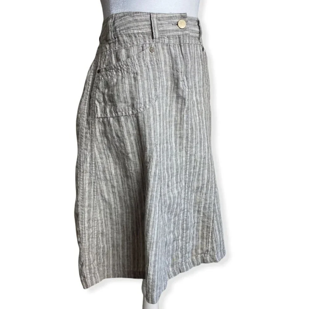 Marks & Spencer 100% Flax Linen Flared Skirt in Coffee Womens Sz UK12/US 14